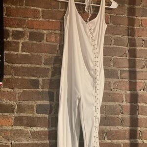 White Lace-Up Jumpsuit